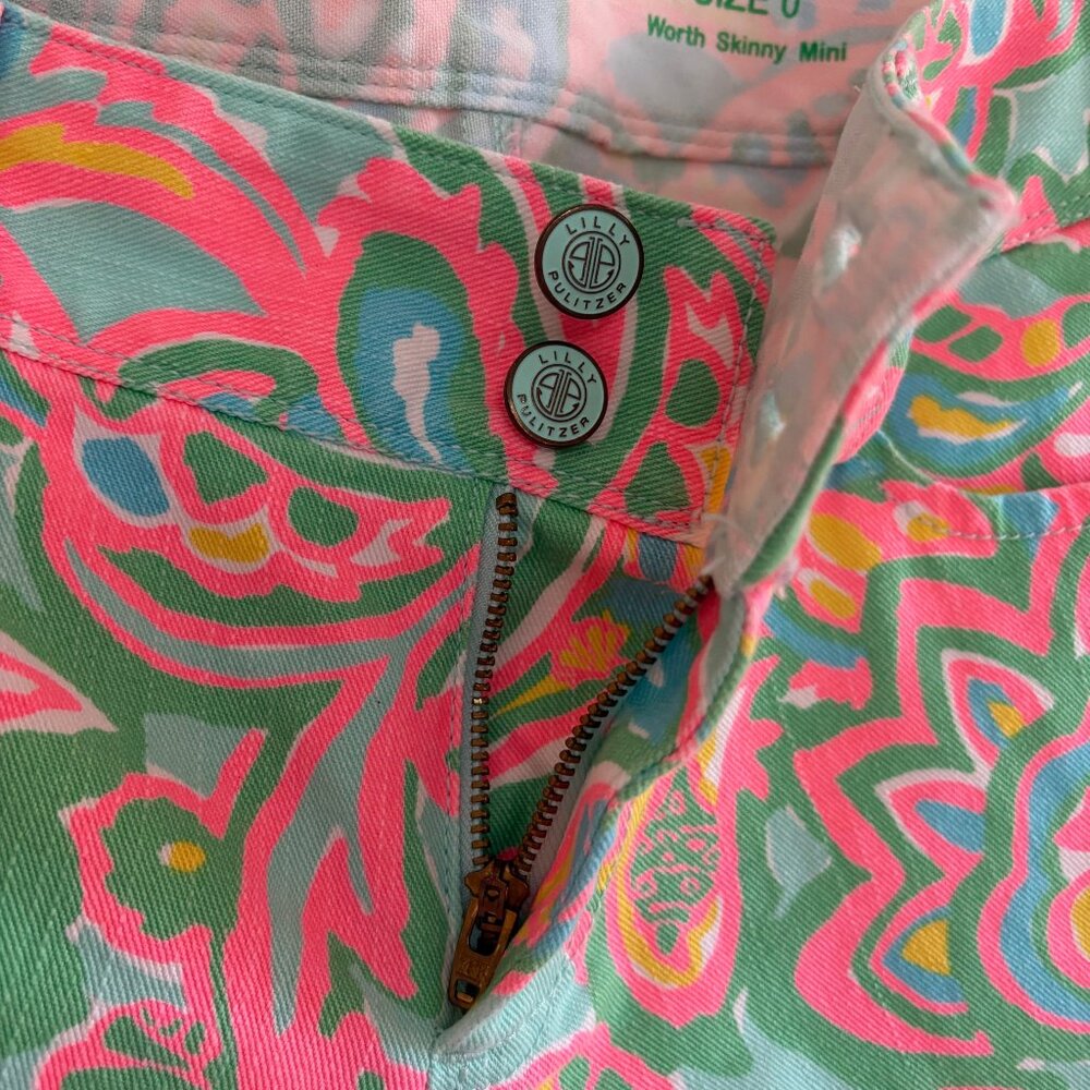 Lilly Pulitzer Worth Skinny Mini Jeans Size 0 Crop Jeans Multi Color - Picture 4 of 13